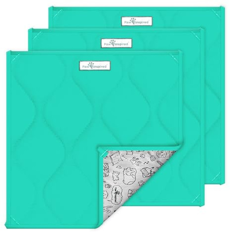 Paw Inspired Washable Fleece Guinea Pig Cage Liner Pads, 30x30 cm, Green | Corner Mat, Pee Pad, Super Absorbent Bedding, Waterproof Bottom, Guinea Pigs, Ferrets, Rabbits, Hamsters, Small Animals