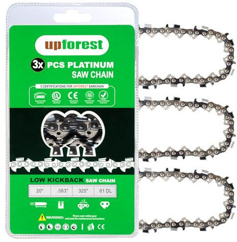 UPFOREST 20 Inch Chainsaw Chain 3 Pack - L81 - .063 Gauge, .325 Pitch, 81 Drive Links Low-kickback Fits Stihl MS290, MS 271, MS 270, MS 280, MS 260, 36, 28, 24(22YL81X3)