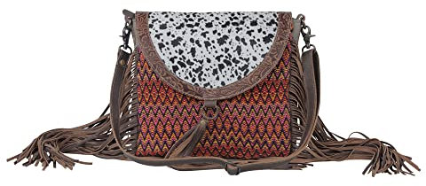 Myra Bag Western-Leder-Umhängetasche für Damen – Upcycling-Canvas-Umhängetasche, Gingery