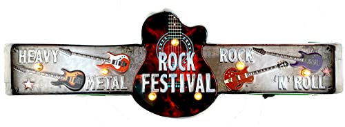 DiiliHiiri Leuchtschild Heavy Metal Rock – Original American Retro Sign Leuchtschild LED für Rocker von Rock and Roll Bar Pub Restaurant Dekoration Schild 61 x 21 x 5 cm (9110)