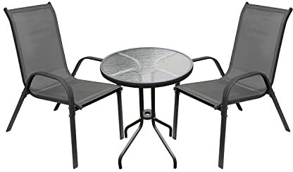 Mojawo 3-TLG Bistromöbel Set Klappstuhl Stuhl Tisch Sitzgruppe Hochlehner Bistro Garnitur Gartenmöbel Gartenset Balkonmöbel
