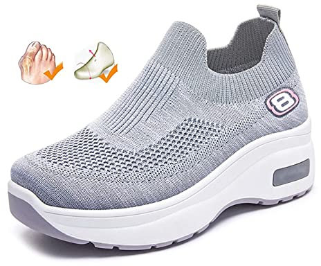 Women Walking Slipper for Swollen Feet Ladies Platform Wide Fit Sneaker Orthopedic Shoes Closure Toe Diabetic Footwear for Arthritis Hallux Valgus Spring Mesh Sandals Gift for Mom,grey,40EU