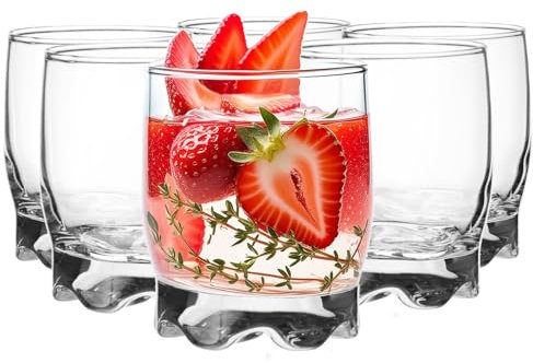 Glasmark KROSNO 1992 Trinkgläser Set Gläser 6 Stück 250 ml Wassergläser Cocktailgläser Saftgläser Saft Wasser Glas Mit Dickem Boden Spülmaschinenfest