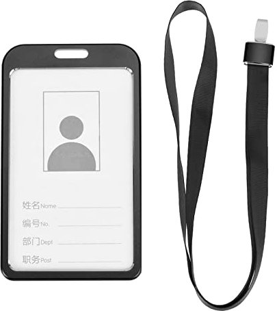 YOKIVE 1pz Porta Badge Verticale Alluminio con Metallo Gancio Staccabile Collo Cordino | Proteggere Carte, Ottimo per ID Carte (Nero, 3.7 x 2.3)