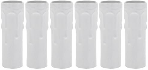6pcs Candle Tear Sleeve Chandelier Candle Tube Sleeves Candle Bulb Holder Sleeve Plastic Drip Effect Covers Candle Holder Tube Light Base Holder Candle Lamp Replacement White Chandelier Metal Iron E14