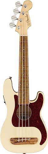 Fender Fullerton Precision Bass® Uke, Walnut Fingerboard, Tortoiseshell Pickguard, Olympic White
