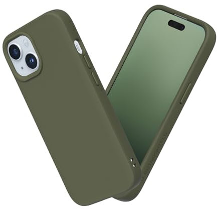 RhinoShield Case kompatibel mit [iPhone 15] | SolidSuit - Stoßdämpfende & schlanke Schutzhülle mit Premium Finish - 3.5 Meter Fallschutz - Algengrün