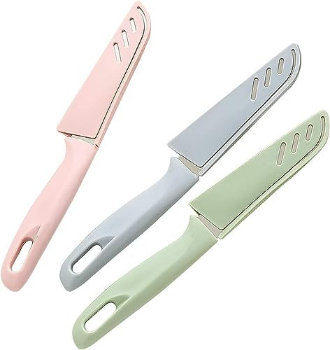 Bonnin Fruit Knife Set Sharp and Durable Vegetable Knife Set with Protective Cover Beautiful Handle and Cover Small Fruit Knives Suitable for Most Types of Vegetables, Fruits and Meat 3 Pieces
