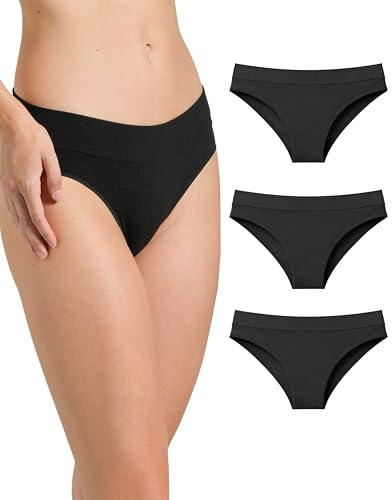 Risalti Culotte Femme Bresilienne Bambou sans Couture Lot de 3 - Slip Femme Invisible, sous Vetement Respirant, Doux, Elastique - Made in Italy