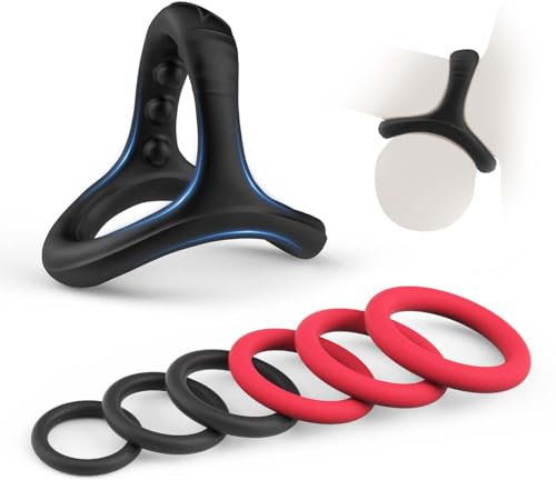 Triangolo Anelli Pene Sex Toys, Anello per il Pene Uomo sex Toysper per Uomini Pleasure Ring, Sexytoys Uomo per Penes e Testicoli, Set di 7 Cockring per un'erezione piu Lunga e piu Piena (Black)