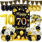 Ziwijity 70. Geburtstag Dekorationen Schwarz und Gold Backdrop Banner Luftballons, Nummer Folie 70 Luftballons, 70 Jahre alt Geburtstag Party Dekoration für Frauen männer (70. Schwarzgold)