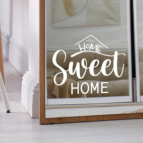 Finest Folia Spiegelsprüche Aufkleber Schriftzug weiß für Spiegel Sticker Badezimmer Schlafzimmer Sprüche Fensterbilder DIY Deko selbstklebend K163 (07 Home sweet home)