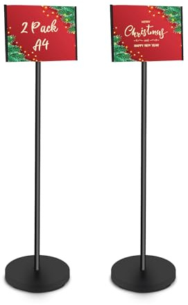 RayLove A4 - Soporte de aluminio DIN A4 para carteles, expositor, para bodas, eventos empresariales (negro, A4)