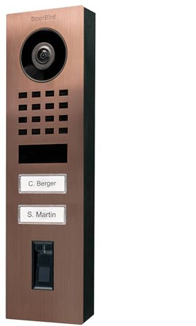 DoorBird D1102FV Fingerprint 50 Aufputz IP Video Türstation für 2 Einheiten | Video-Türsprechanlage mit 2 Ruftasten, Fingerabdruckleser, WLAN, Bluetooth, HD-Video, Bewegungssensor, in Bronze-Optik