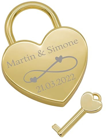 wunderwunsch - Personalisiertes Liebesschloss mit Gravur, ideal für Valentintstag und Hochzeitstag