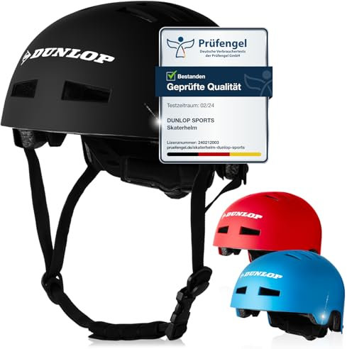 DUNLOP SPORTS Fahrradhelm Kinder Jugendliche Erwachsene - Test Sehr Gut - Leichter robuster Urban Allrounder Helm, 14 Fach belüftet, Schnellverschluss, Auto Kopfanpassung (Schwarz, S (48-53cm))
