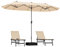 GOPLUS Sombrilla Jardin Grande 4x2m, Parasol Rectangular con Base, Manivela, Ventilación, Protección UV, Sombrilla Terraza Exterior para Patio Piscina (Beige, 4x2 m LED)