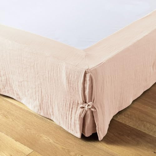 Cache sommier 180x200 cm Gaze de Coton Guimauve