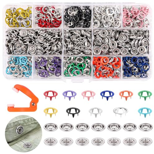 Druckknopf Set mit Zange, Metall Druckknöpfe mit Zange, 200 Sets Druckknöpfe Ohne Nähen, Werkzeugset mit fünfpoliger schließe, Nähzubehör für DIY Basteln Kinder Baby Kinderbekleidung, Handgemaakt