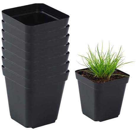 Lesunbak Lot de 50 pots pour le démarrage et la découpe de de en plastique pour restaurant, succulentes, pots de carrés noirs, 7 cm