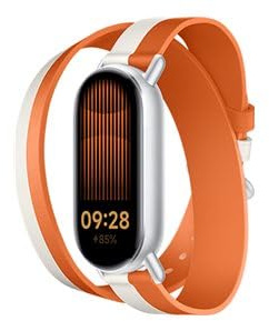 Xiaomi Bracelet de rechange en cuir bicolore, compatible avec Xiaomi Smart Band 8, respirant et léger, blanc et orange