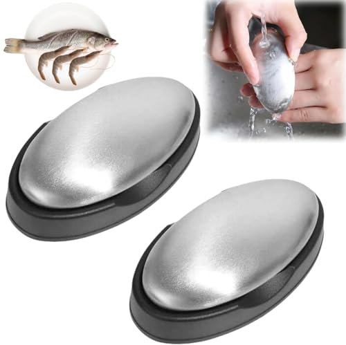 Sapone Antiodore in Acciaio Inossidabile - 2 Pezzi, Saponetta Antiruggine, Barra Elimina Odori per Mani