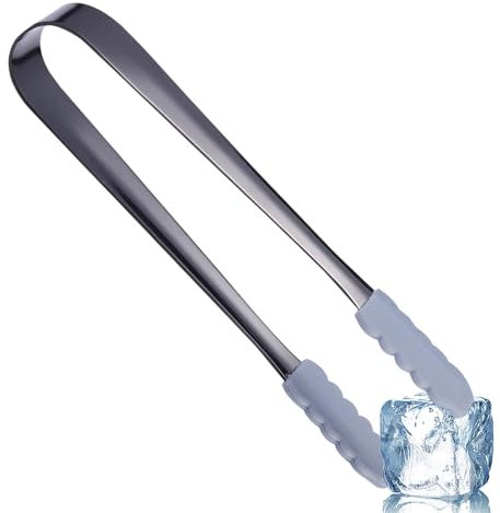 Eiszange für Eiskübel, Zuckerzange - Rutschfeste Silikon-Klemmzange aus Edelstahl,Servierzange für Buffet, Dessertzange, Lebensmittelklammern für Teeparty, Kaffee, Bar, Küche