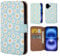 32nd Floral Series 3.0 - Design PU Leather Book Wallet Case Cover for iPhone 16 (6.1), Flip Case With RFID Blocking Card Slots, Magnetic Closure and Built In Stand - Blue Daisy