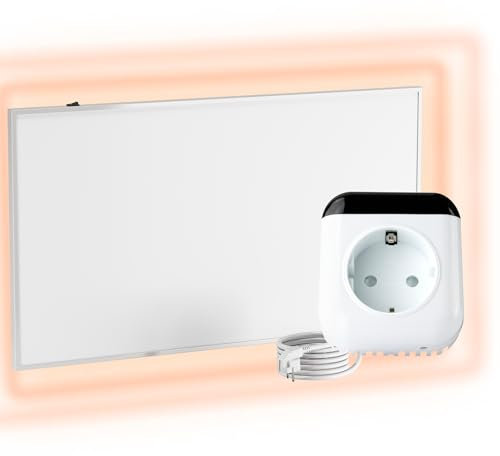 UMBRELLA® Infrarot Wandheizung mit Thermostat [FERNBEDIENUNG + WIFI STEUERUNG] – Infrarotheizung Wandmontage Heizkörper – Carbon Crystal Infrarot Paneel App steuerbar – (Modell TH70 WIFI - 450W)