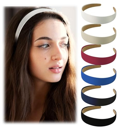 6 Pcs Farben Haarreifen Damen Haarreif Rosa Stoff Rosa Breit Haarreif Damen Satin Schwarzer Haarreifen Basteln Mädchen für Modellieren DIY(6 Farben)