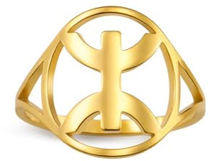 Amaxer Chic Afrika Berber Symbol Ring für Frauen Edelstahl Amazigh afrikanischer Kabyle Stil Ethnischer Berber Fingerring zierlicher Schmuck, Edelstahl, Kein Edelstein
