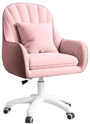 Aivermeil Homeoffice Stuhl, SamtStuhl mit Kopfkissen, 360° drehbar Höhenverstellbar Bürostuhl ergonomisch, Schminkstuhl Drehstuhl,für Arbeitszimmer Schlafzimmer,bis120kg belastbar Rosa