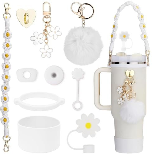 Lot de 10 accessoires, pour gourde Stanley Cup-Water Strap, en silicone, accessoires pour les gobelets Stanley Cup 1,2 l et 850 ml, gobelets non inclus