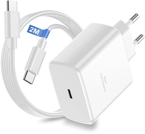 Cargador Samsung Carga Rapida,45W Cargador USB C Carga Rapida con 2M Cable USB C para Samsung Galaxy S25 Ultra/S24/S23/S22/S21/S20+/Note 20/10/A73/A53/A52,Enchufe USB Charger Tipo C