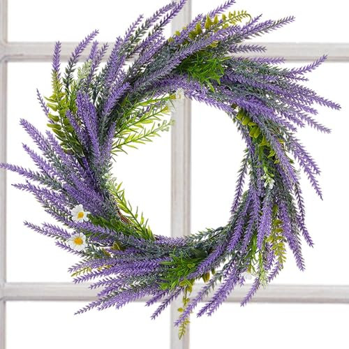 Lavendelkranz, Lavendel-Türkranz, Lavendel-Türkranz, Lavendel-Blumenkranz für Hochzeit, Lavendelgirlande für Heimdekoration