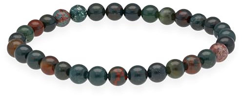 Lebensquelle Plus Kugelarmband | Perlen Armband 6 mm | Hochwertiges Edelsteinarmband | Natur Stein Edelsteinarmband dehnbar (Heliotrop)