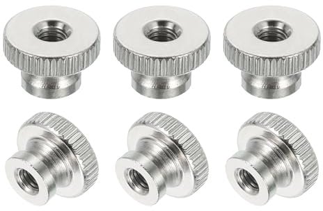 sourcing map 6Pcs Knurled Thumb Nuts, M5x10mm Carbon Steel Nut Iron Round Knobs Fasteners High Head Through Hole Hand Screw Nut for 3D Printer Part, Silver
