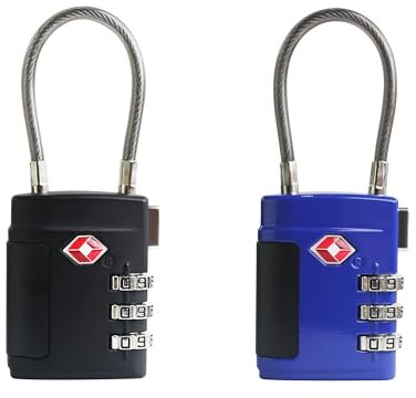 TSA-zugelassenes Zahlenschloss mit Kabel – langlebige und vielseitige Sicherheit für Koffer, Rucksäcke, Fitnessstudio-Schließfächer, Rucksack, kleines Vorhängeschloss für Reiseutensilien