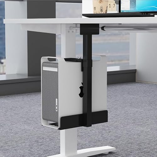 Supporto per PC sotto scrivania, supporto per computer per scrivania, in acciaio completo, fino a 35 kg, altezza regolabile 300-500 mm, funziona con la maggior parte degli host (nero)
