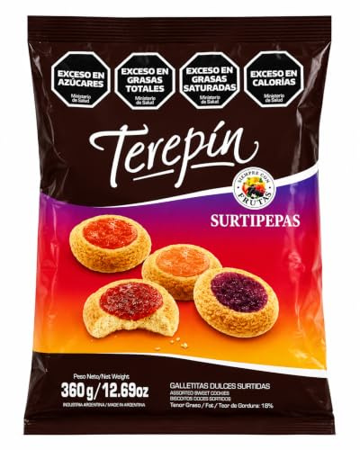 TEREPIN - SURTIPEPAS - TEREPIN - GALLETITAS DULCES SURTIDAS - DURAZNO - FRUTILLA - FRUTOS DEL BOSQUE - MEMBRILLO - 360 GRAMOS