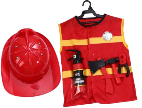CHICAMPERA 7stücke Feuerwehrmann-kostüm-Set Für Kleinkinder Cosplay-Anzug Förmigen Kragen Sicherem Material Und Zubehör Für Rollenspiele