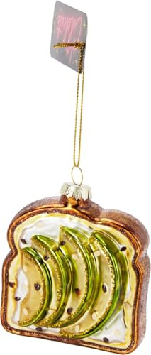 Koopman International b.v Christbaumschmuck Toast mit Avocado aus Glas Adventskranz Lustig Anhänger Küche Weihnachten Geschenk Deko