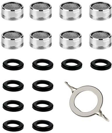 Acual Tap Aerator M24 24mm Male 8Pcs,Water Saver Faucet Aerator Replacement | 24mm Male Faucet Aerator Replacement With 10 Gaskets And Filter Mesh For Kitchen And Bathroom Sink Taps for Kitchen Bathroom