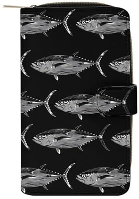 Thunfisch Damen Geldbörse aus PU-Leder, lange Geldbörse, Clutch, Organizer für Büro und Reisen