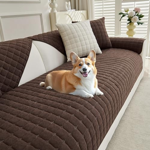 MYSKY HOME Sofa Schutzdecke Sofa Überzug 3 Sitzer Couch Topper | Schokolade,1 Stück,88x180cm,Sofabezug Kratzschutz Sofa Katze,Sofaüberwurf Sofaschoner Sitzfläche,Sofaüberwürfe