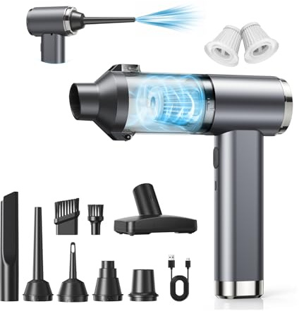 ONEWEST Handheld Vacuum Cleaner, 25000Pa Cordless Powerful Portable Hoover | 6000mAh USB Rechargeable,4 IN 1 Car Vacuum Cleaner, 150000RPM Air Duster for Car, Home, Pet Hair, PC, Sofa