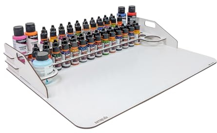 elite pro EP07 Paint Station Compatible with Vallejo AK The Army Painter etc | 50x37x8cm | Capacity of 30 Bottles and 18 Brushes | Model Making Miniatures | Easy Assembly