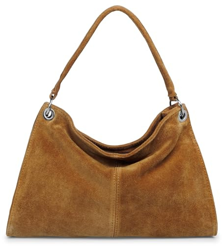 Caspar Elegante Wildleder Handtasche Damen Leder Schultertasche Crossbody Bag Umhängetasche aus hochwertigem Veloursleder - PREMIUM LINE - Modell No.838 - Made in Italy