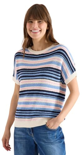 Cecil Damen 3017669 Kurzarm Pullover aus Bändchengarn (1er Pack)