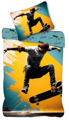 BrandMac Skater Skateboard Bettwäsche Set 2 TLG 135 x 200 cm 100% Baumwolle | 100% Baumwolle, Öko Tex Standard 100 Zertifiziert